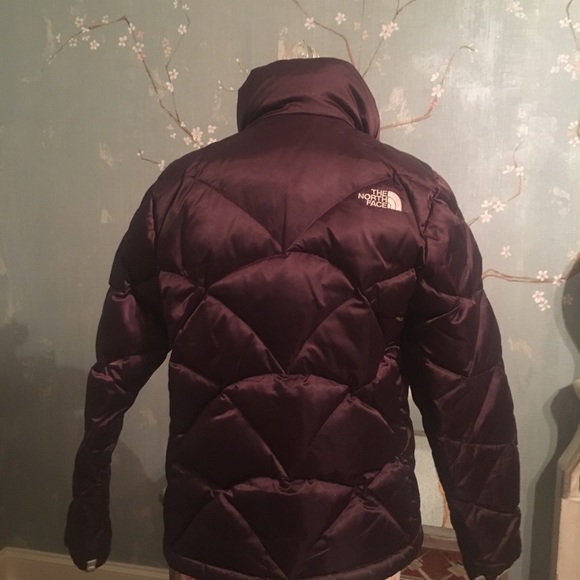 Plum satin finished North Face Jacket, size small - Picture 3 of 4